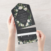 白い牡丹 |水彩フローラフレ結婚ーム オールインワン招待状 (貼ってはがせる)