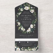 白い牡丹 |水彩フローラフレ結婚ーム オールインワン招待状 (内側)