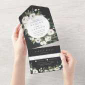 白い牡丹 |水彩フローラフレ結婚ーム オールインワン招待状 (貼ってはがせる)