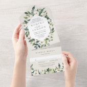 白い牡丹 |水彩フローラフレ結婚ーム オールインワン招待状 (貼ってはがせる)