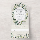 白い牡丹 |水彩フローラフレ結婚ーム オールインワン招待状 (内側)