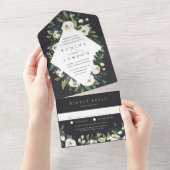 白い牡丹 |水彩フローラフレ結婚ーム オールインワン招待状 (貼ってはがせる)