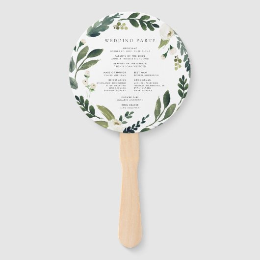 白い牡丹 |水彩フローラ結婚式 プログラム ハンドファン (裏面)