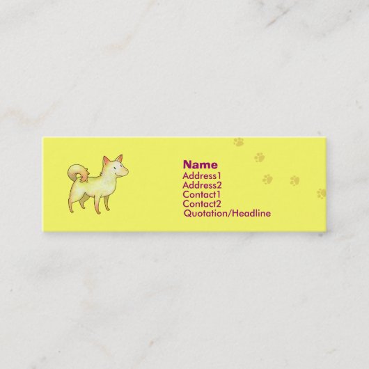 白い犬のプロフィールカード スキニー名刺 (正面)