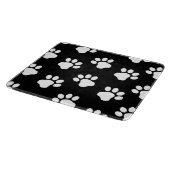 白い犬の猫の足跡を黒に カッティングボード (角)