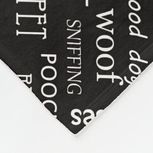 白い犬の骨と名前を持つ小さな黒 フリースブランケット (角)