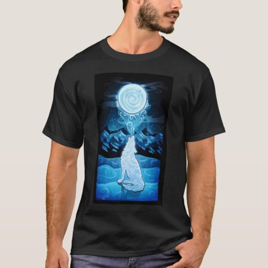 白い狼を目覚めさせる Tシャツ (正面)