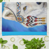 白い狼 キッチンタオル (折り畳み)