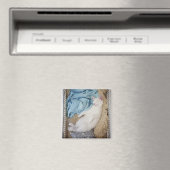 白い猫が洗濯籠で寝ていた。 マグネット (インサイチュ (食洗機))