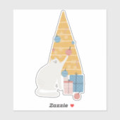 白い猫と遊オーナメントのクリスマスツリー シール (シート)