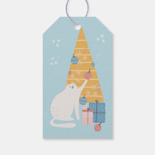 白い猫と遊オーナメントクリスマスツリーギフト ギフトタグ (裏面)