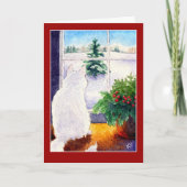 白い猫のクリスマスの挨拶状 シーズンカード (正面)