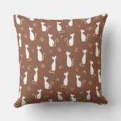 白い猫のシルエットとミディアムブラウン クッション (裏面)