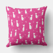 白い猫のシルエットと明るいピンク クッション (裏面)