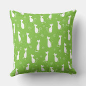 白い猫のシルエットと明るいライムグリーン クッション (裏面)