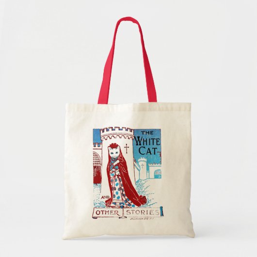 白い猫のバッグ トートバッグ (正面)