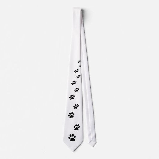 白い猫の手が白くプリントされる ネクタイ (正面)