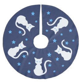 白い猫の木のスカート ブラッシュドポリエステルツリースカート