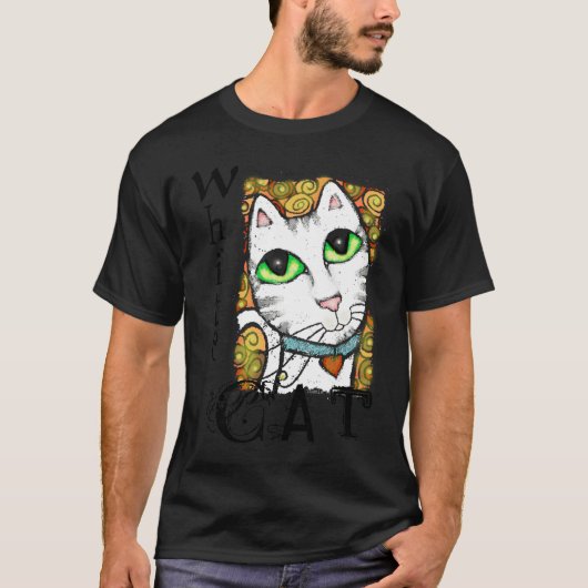 白い猫の現代美術のTシャツ Tシャツ (正面)
