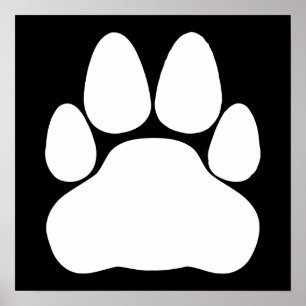白い猫の足跡の形 ポスター