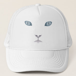 白い猫の顔のトラック運転手の帽子 キャップ