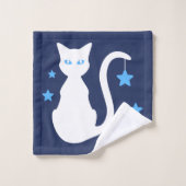 白い猫のBathタオルセット バスタオルセット (ウォッシュタオル)