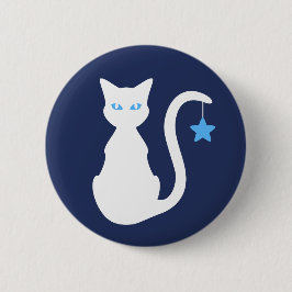 白い猫ボタン 缶バッジ