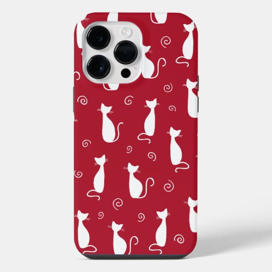 白い猫柄の赤 iPhoneケース (裏面)