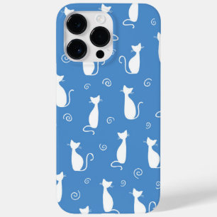白い猫柄の青 Case-Mate iPhone 14 PRO MAXケース