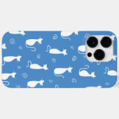 白い猫柄の青 Case-Mate iPhoneケース (裏面 (横))