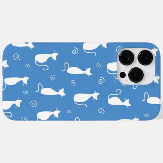 白い猫柄の青 Case-Mate iPhoneケース (裏面 (横))