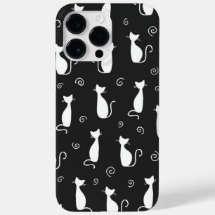 白い猫柄の黒 Case-Mate iPhone 14 PRO MAXケース