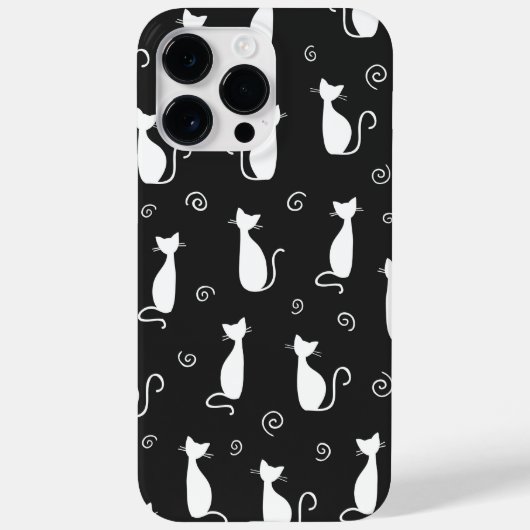 白い猫柄の黒 Case-Mate iPhoneケース (裏面)