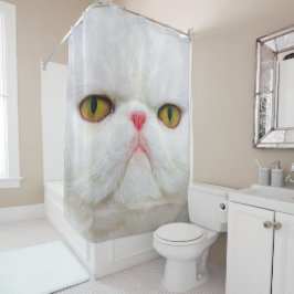 白い猫 シャワーカーテン