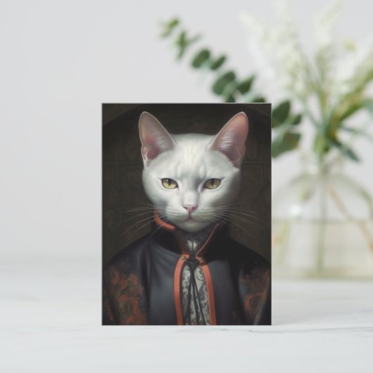 白い猫 ポストカード (スタンド正面)