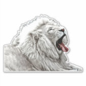 白い獅子頭ジャングル動物デジタルアートペイント シール (正面)
