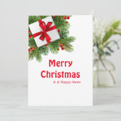 白い現在の赤のクリスマスパイン 招待状 (スタンド正面)