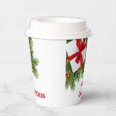 白い現在の赤のクリスマスパイン 紙コップ (右)