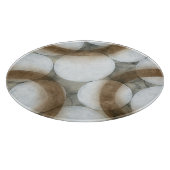 白い球体と茶色の円 カッティングボード (角)