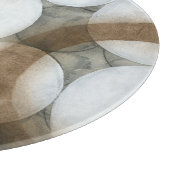 白い球体と茶色の円 カッティングボード (角)