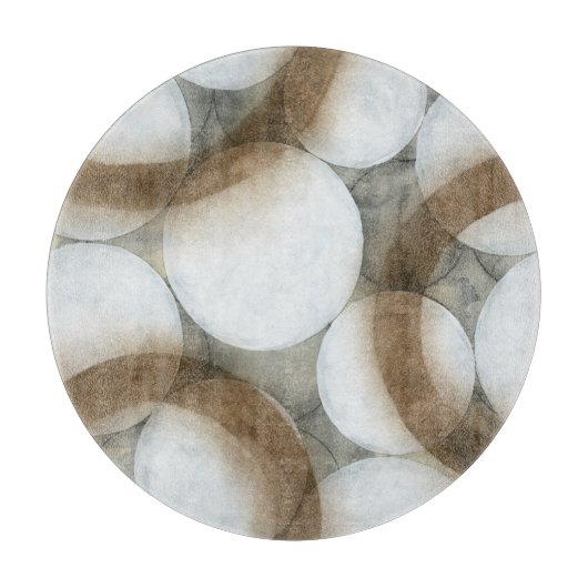 白い球体と茶色の円 カッティングボード (正面)