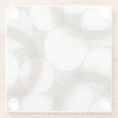 白い球体と茶色の円 ガラスコースター (裏面)