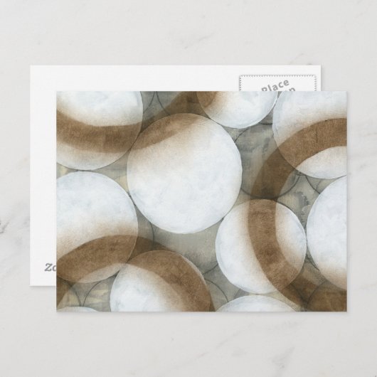 白い球体と茶色の円 ポストカード (正面/裏面)