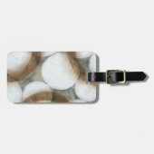 白い球体と茶色の円 ラゲッジタグ (正面横)