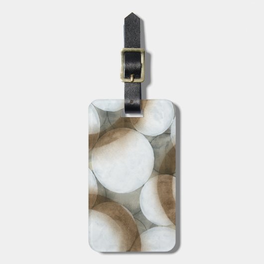 白い球体と茶色の円 ラゲッジタグ (正面縦)