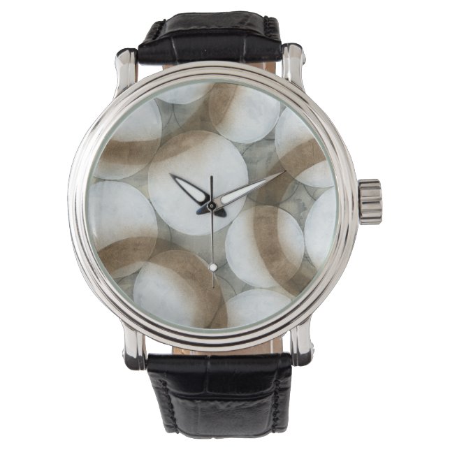白い球体と茶色の円 腕時計 (正面)