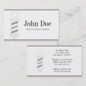 白い理容師または美容師のストライプ 名刺 (正面/裏面)
