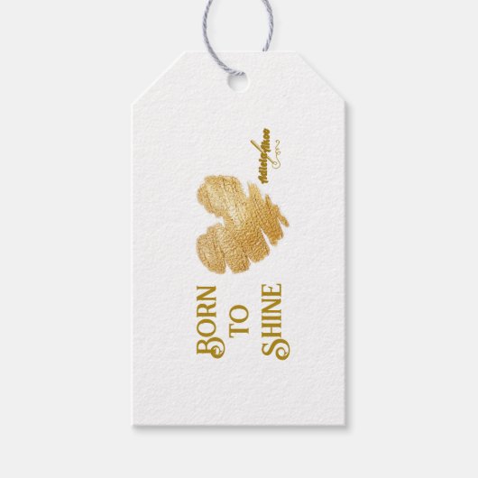 白い生まれ贈り物ラベルを輝かせる詩人亜ディエラ・アコー ギフトタグ (正面)