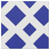 白い生地の幾何学的な濃紺のダイヤモンド ファブリック (クローズアップ)