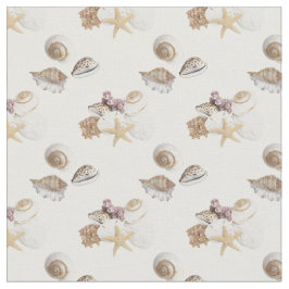 白い生地の貝殻のgallore ファブリック